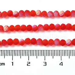 透明ガラスビーズ連売り  多面カット  艶消し  半分ABカラーメッキ  ロンデル  レッド  4~4.5x3.5~4mm  穴：1mm  約105~110個/連  38~39cm&nbsp;LS-EGLA-A034-T4mm-MB01