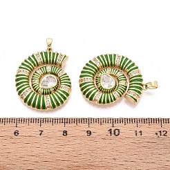 Brass Micro Pave Clear Cubic Zirconia Enamel Pendants&nbsp;KK-T071-28G-03