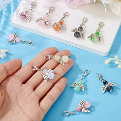 20Pcs 10 Colors Alloy & Glass Pendant Decorations&nbsp;PALLOY-TAC0211