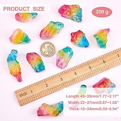 天然石クオーツクリスタルビーズ  トルマリンメッキカラー  染め  穴なし/ドリルなし  ナゲット  45~55x22~27x15~24mm  200 G /ボックス&nbsp;G-NB0001-12