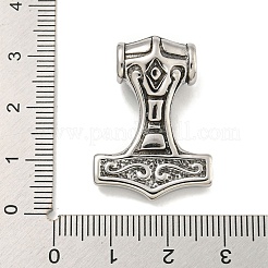 316サージカルステンレスペンダント  トールのハンマーチャーム  アンティークシルバー  30x21.5x9.5mm  穴：5mm&nbsp;STAS-E212-98AS