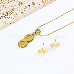 Stainless Steel Number 8-shaped Pendant Necklace & Stud Earrings Sets for Women Daily Casual and Party&nbsp;OF1174