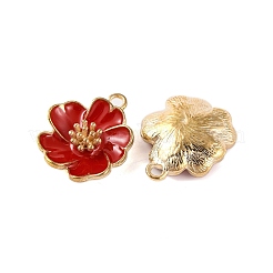 ライトゴールドメッキの合金エナメルペンダント  カドミウムフリー＆鉛フリー  花のチャーム  ミックスカラー  23x20x6mm  穴：2.5mm&nbsp;ENAM-Z017-14KCG