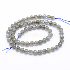 天然石ラブラドライトビーズ連売り  ラウンド  6~6.5mm  穴：1mm  約63個/連  15.7インチ（40cm）&nbsp;G-P336-19-6mm