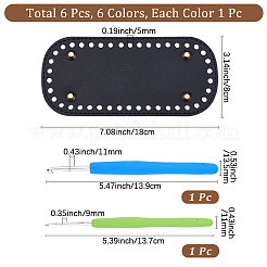 楕円形のPUレザーDIYハンドバッグ底3個  2個 2スタイル アルミかぎ針フック  ブラック  180x80mm&nbsp;DIY-CL0002-33B