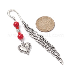 Valentine's Day Alloy Heart Pendant Bookmarks&nbsp;AJEW-JK00270-04
