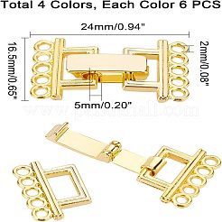 1連売り合金と真鍮製の留め金  5穴  ミックスカラー  10mm  穴：24x16.5x5mm  2色  4セット / カラー  6セット /箱&nbsp;PALLOY-FH0001-33