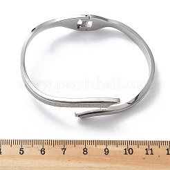 女性用304ステンレススチールヒンジ付きバングル  艶消し  ステンレス鋼色  内径：1-7/8x2-3/8インチ（4.7x6.1cm）&nbsp;BJEW-A011-22P