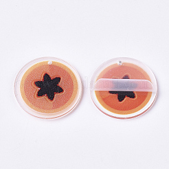 アクリルパーツ  前面に印刷されたPVC  裏面にフィルムあり  スライスフルーツ  足跡  ライトサーモン  25x2mm  穴：1.5mm&nbsp;OACR-S035-07F
