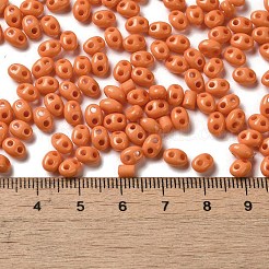 不透明なアクリルビーズ  ダブル穴  オーバル  ダークオレンジ  6x4.5x3.3mm  穴：1.2mm  約14516個/500g&nbsp;MACR-K359-04E
