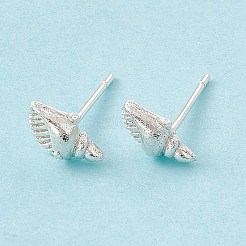 女性のための真鍮シェル形のスタッドピアス  カドミウムフリー＆鉛フリー  925銀メッキ  5x9mm  ピン：0.8mm&nbsp;KK-A172-37S