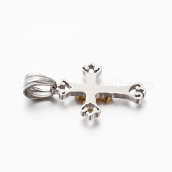新しいギフトメンズ201ステンレススチールクロスペンダント  ミックスカラー  25x18x3.5mm  穴：5x6.5mm&nbsp;STAS-F010-67