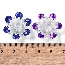 メッキアクリルビーズキャップ  多面カット  花  半分メッキ  ミックスカラー  24x22x7mm  穴：2mm&nbsp;X-OACR-H118-06