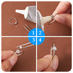 18Pcs 304 Stainless Steel Finger Ring Rhinestone Settings&nbsp;STAS-TA0005-86P