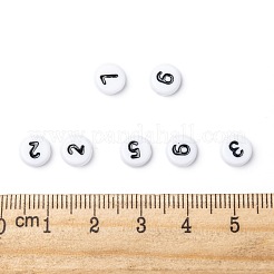 ミックスナンバーホワイトフラットラウンドアクリルビーズ  直径約7mm  厚さ4mm  穴：1.2mm  約350~390個/50g&nbsp;X-PB9111