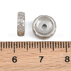 304ステンレススチール製、雲模様のスペーサービーズ  フラットラウンド  ステンレス鋼色  9.5x3mm  穴：1.8mm&nbsp;SA-CBA02E8-22P