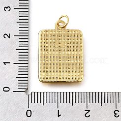 真鍮チャーム  文字の長方形  丸カン付き  ラックめっき  長持ちメッキ  18KGP本金メッキ  23x15.5x2mm  穴：3.5mm&nbsp;KK-D362-06G