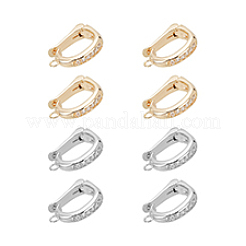 8Pcs 2 Colors Rack Plating Brass Micro Pave Clear Cubic Zirconia Fold Over Clasps&nbsp;FIND-PH0020-88