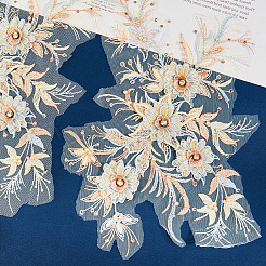 ポリエステル アクリル ラインストーン アップリケ 刺繍 ABS スパンコール  鉄ベース  花  モカシン  340x260x6mm&nbsp;FIND-WH20019-165A-02