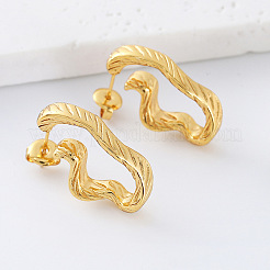女性用304ステンレススチールスタッドピアス  ナゲット  ゴールドカラー  25x15mm&nbsp;OC3573