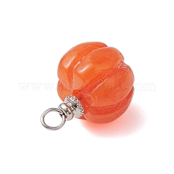 不透明樹脂の野菜ペンダント  304ステンレススチールループ付き秋のカボチャチャーム  オレンジ  19x13x13mm  穴：3mm&nbsp;PALLOY-JF02766-01