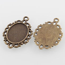 Filigree Wrap Oval Alloy Pendant Cabochon Settings&nbsp;X-PALLOY-N0088-16AB-NF
