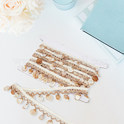 5yards Cotton Thread & Shell Beaded Trim Ribbon&nbsp;OCOR-CY0003-94A