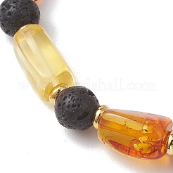 Natural Amber and Lava Rock Beads Stretch Bracelets for Women Men&nbsp;BJEW-JB13385