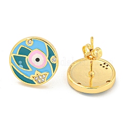 Evil Eye Real 18K Gold Plated Brass Stud Earrings&nbsp;EJEW-L269-055G