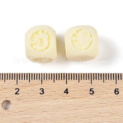 合成シェルと樹脂ビーズ  キューブ  ベージュ  12.5x13x13mm  穴：1.8mm&nbsp;BSHE-G036-18