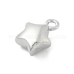 真鍮製チャーム  カドミウムフリー＆ニッケルフリー＆鉛フリー  スター  プラチナ  9.5x7x4.5mm  穴：1.2mm&nbsp;LS-KK-S514-06A-P