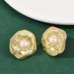 304 Stainless Steel ABS Plastic Pearl Stud Earrings&nbsp;LS-STAS-D368-01C-G