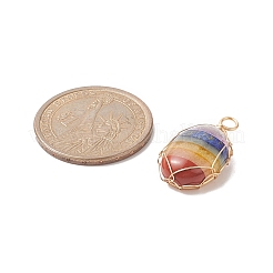 Chakra Natural Mixed Gemstone Copper Wire Wrapped Pendants&nbsp;PALLOY-JF02045-01