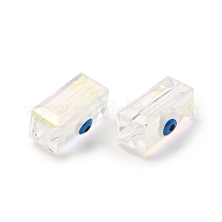 透明ガラスビーズ  エナメル  ナザールボンジュウ模様の四角形  ホワイト  12.5x8x7mm  穴：1.5mm&nbsp;GLAA-F121-03J