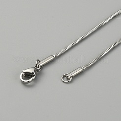 304 Stainless Steel Round Snake Chain Necklace for Men Women&nbsp;NJEW-WH0002-15C-P