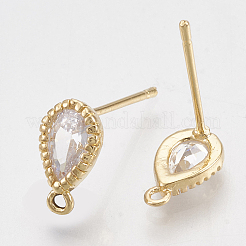 Brass Cubic Zirconia Stud Earring Findings&nbsp;X-KK-T035-05