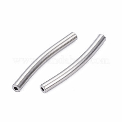 変色しない201ステンレススチールビーズ  カーブチューブ  ステンレス鋼色  20x2x2mm  穴：0.7mm&nbsp;STAS-N092-130A-01