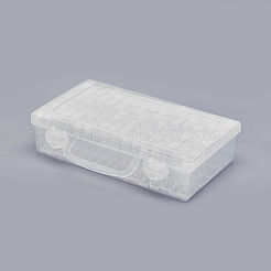 プラスチックビーズ収納ケース  フリップトップビーズ収納  シードビーズ収納ボックス  ppプラスチック梱包箱とラベルペースト付き  長方形  透明  64個入りコンテナ/箱  5x2.7x1.2cm  穴：0.9x1のCM&nbsp;CON-R010-01H