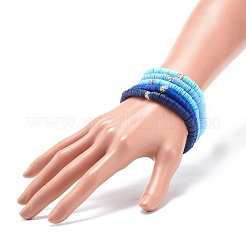 5Pcs 5 Colors Handmade Polymer Clay Heishi Surfer Stretch Bracelet Sets&nbsp;BJEW-JB08691
