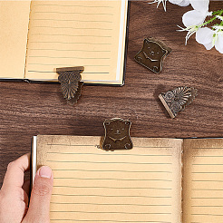 亜鉛合金クリップ2個  紙の文書用  学校事務用品  ベルベットパウチ付き  クマ  31.5x31x23mm&nbsp;AJEW-CP0009-13A-AB