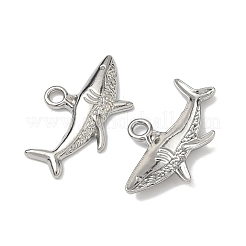海をテーマにした304ステンレススチールペンダント  ステンレス鋼色  鮫  18x30x3mm  穴：3mm&nbsp;STAS-I367-02P-01