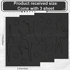 ミラーアクリル自己粘着壁装飾  バレエ少女  ブラック  200x150x0.8mm  3個/セット&nbsp;AJEW-WH0518-24C