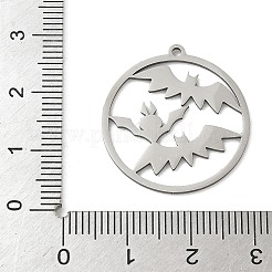 ステンレスペンダント201個  レーザー切断  ハロウィンチャーム  ステンレス鋼色  バット  25.5x23.5~24x1mm  穴：1.5mm&nbsp;STAS-G366-02P-05