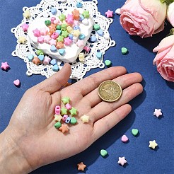 100 個 10 スタイル不透明なアクリル ビーズ  死にかけている  ハート/スター  ミックスカラー  7~9x7~9.5x4~5.5mm  穴：1.6~2.5mm  10個/スタイル&nbsp;MACR-YW0004-48