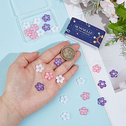 30色のアクリル製イヤーナット3個  シリコーンパーツあり  花  ミックスカラー  14.5x14.5x3~4mm  穴：0.7mm  10個/カラー&nbsp;FIND-SC0021-19