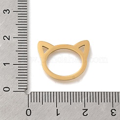 304ステンレスペンダント  レーザー切断  猫のチャームが付いたリング  イオンプレーティング（ip）  ゴールドカラー  15x19x1mm  穴：1x1.5mmと13x10mm&nbsp;STAS-I327-02G-05