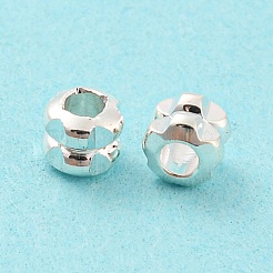 ラックメッキ真鍮製ビーズ  鉛フリー＆カドミウムフリー  長持ちメッキ  溝付き柱  銀  4x3.5mm  穴：1.8mm&nbsp;KK-A196-03S