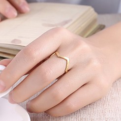 女性用ステンレス指輪  波  ゴールドカラー  usサイズ6（16.5mm）&nbsp;RJEW-BB19772-6G