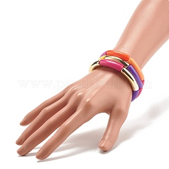 アクリルチューブビーズストレッチブレスレットセット  ミックスカラー  内径：2インチ（5.2cm）  3個/セット&nbsp;BJEW-JB07775