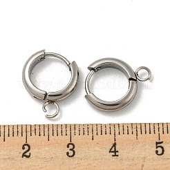 変色しにくい201ステンレススチール製ハギーフープピアス金具  水平ループと316サージカルステンレススチールピン付き  ステンレス鋼色  11x3mm  穴：2.5mm  ピン：1mm&nbsp;STAS-P283-01X-P